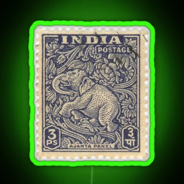Stamp India Elephant 3ps RGB Neon Sign