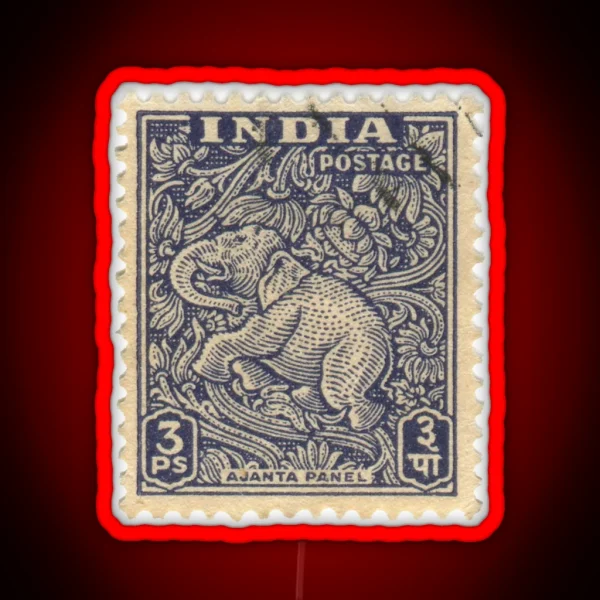 Stamp India Elephant 3ps RGB Neon Sign