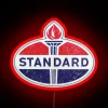 Vintage Standard Oil logo in neon sign style with RGB colors.