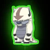 Neon sign with standing Appa from How to Train Your Dragon in vibrant green colors.