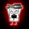 A colorful neon sign reading "Stanley Cup" with DoodleBob from SpongeBob SquarePants holding it, in vibrant RGB colors.