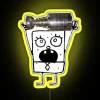 Neon Stanley Cup logo with Dood Bob character in bright yellow and RGB colors.