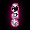 Neon pink sign featuring star dust and sea foam design elements.