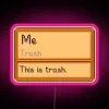 Neon pink sign featuring Stardew Valley's trash item, but it's you logo