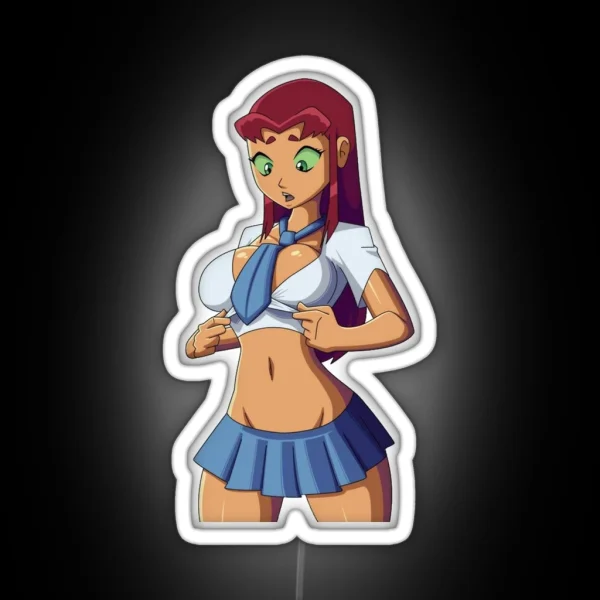 Starfire Schoolgirl Ecchi Led 002 Oppai Pose RGB Neon Sign