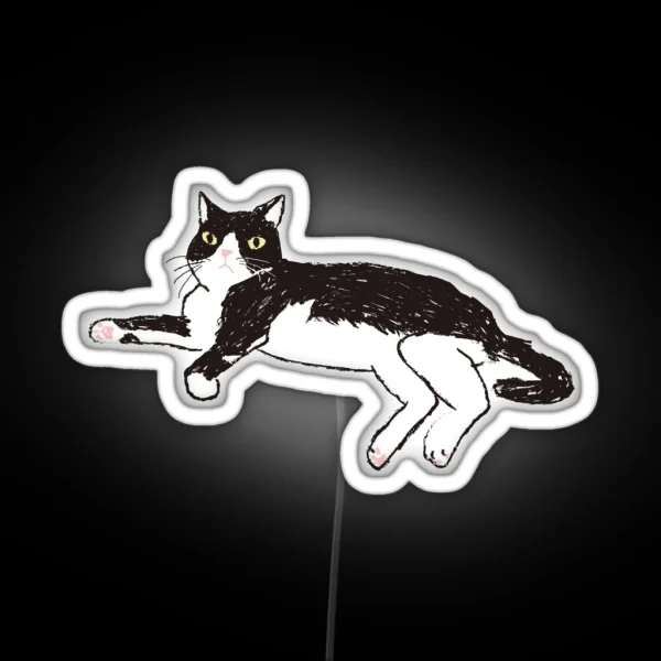 Staring Tuxedo Cat RGB Neon Sign