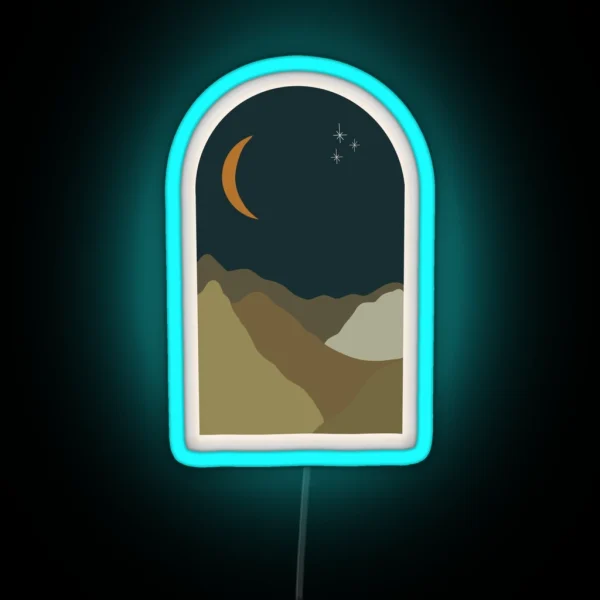 Starry Night Mountain Scene RGB Neon Sign