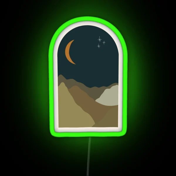 Starry Night Mountain Scene RGB Neon Sign