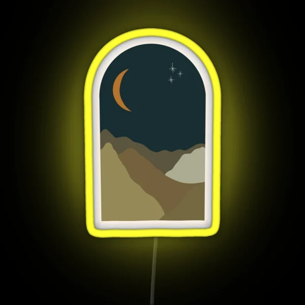 Starry Night Mountain Scene RGB Neon Sign