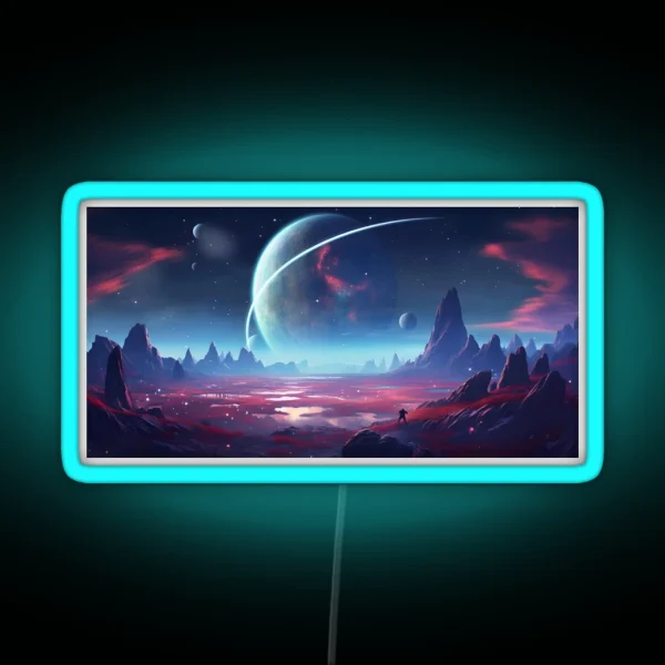 Starry Night Over Peaks Celestial Serenity RGB Neon Sign