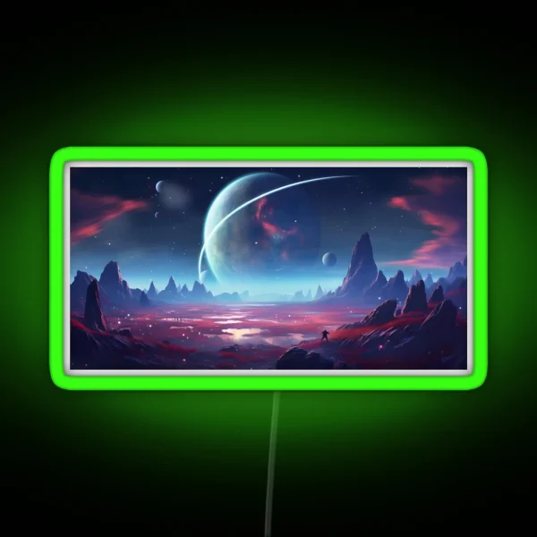 Starry Night Over Peaks Celestial Serenity RGB Neon Sign
