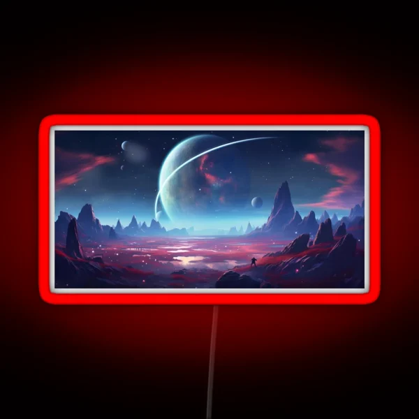 Starry Night Over Peaks Celestial Serenity RGB Neon Sign