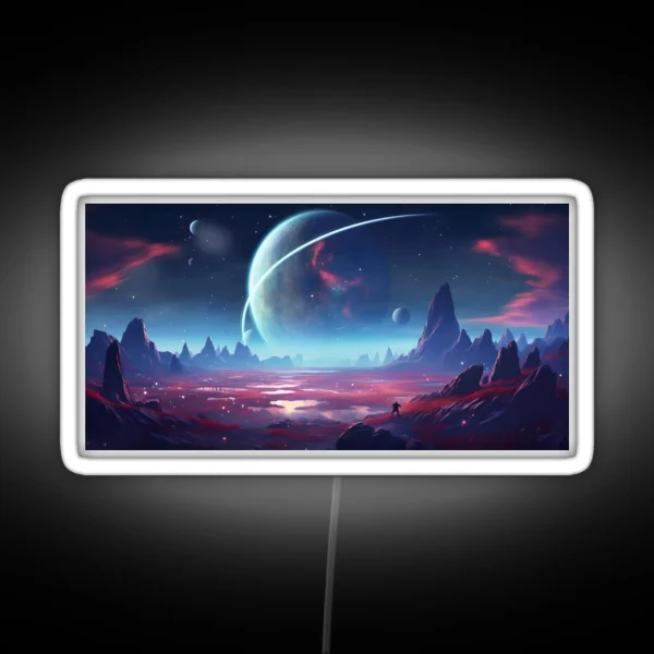 Starry Night Over Peaks Celestial Serenity RGB Neon Sign