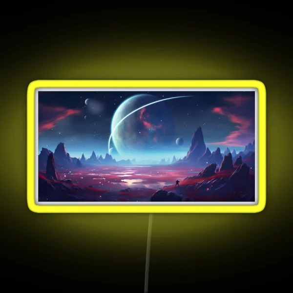 Starry Night Over Peaks Celestial Serenity RGB Neon Sign