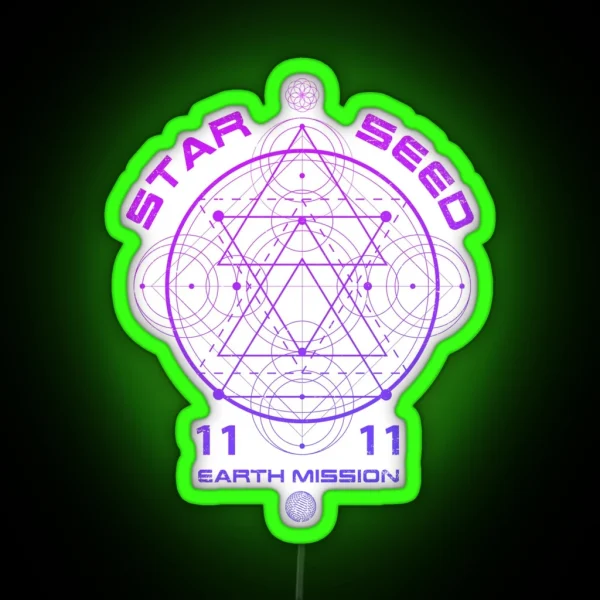 Starseed Sacred Geometry Earth Mission 11 11 RGB Neon Sign