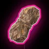A skein of pink Laoghtan wool under neon lights