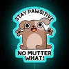 Neon sign with positive dog puns in blue color, promoting a stay positive attitude.