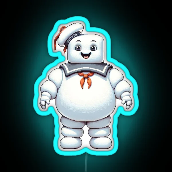 Stay Puft Marshmallow Man Iconic Ghostbusters Villain RGB Neon Sign