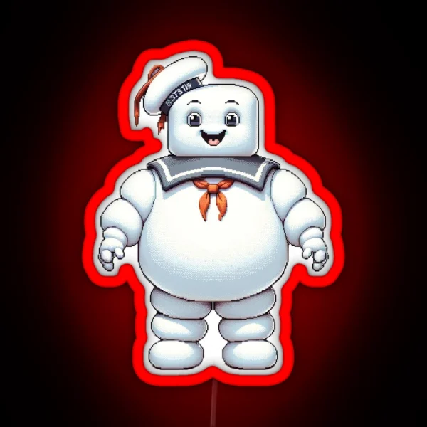 Stay Puft Marshmallow Man Iconic Ghostbusters Villain RGB Neon Sign