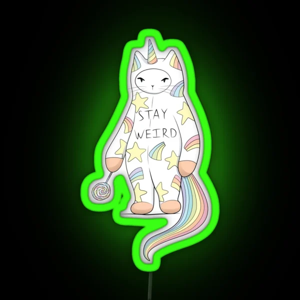 Stay Weird With Love From Unicorn Cat RGB Neon Sign