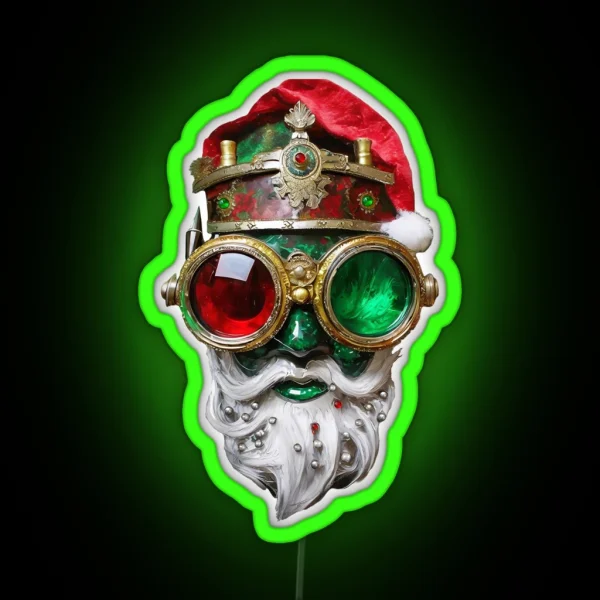 Steampunk Christmas Biker Santa RGB Neon Sign