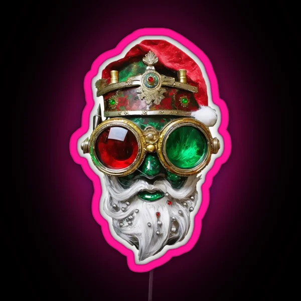Steampunk Christmas Biker Santa RGB Neon Sign