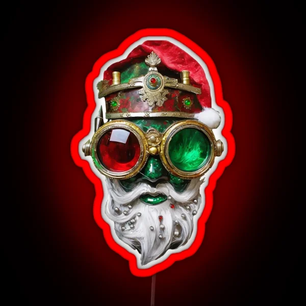 Steampunk Christmas Biker Santa RGB Neon Sign