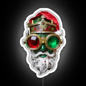 Steampunk Christmas Biker Santa RGB Neon Sign