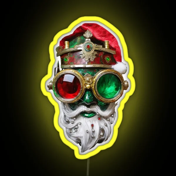 Steampunk Christmas Biker Santa RGB Neon Sign