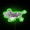 Steampunk-inspired grasshopper with neon green accents against a vibrant background.