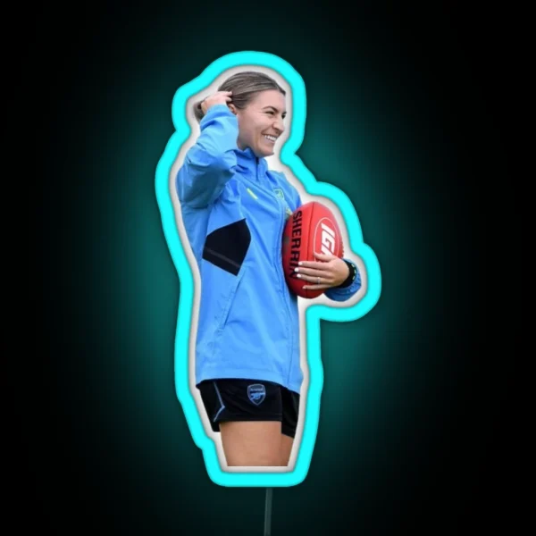 Steph Catley With An AFL Ball RGB Neon Sign