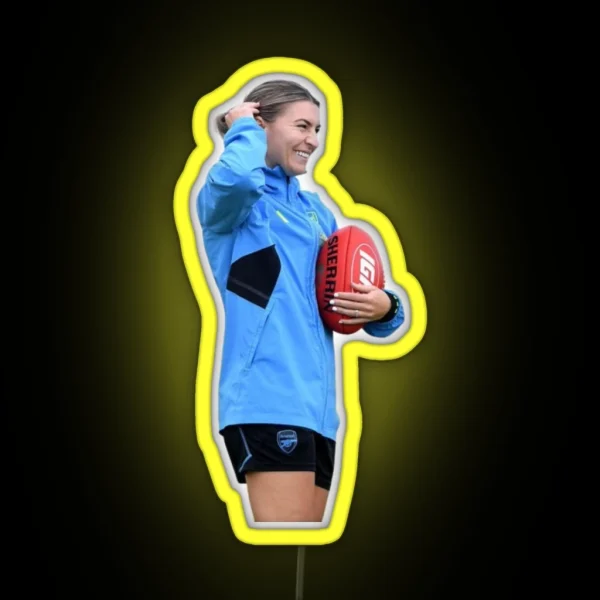 Steph Catley With An AFL Ball RGB Neon Sign