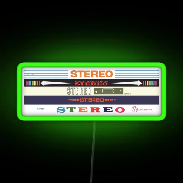 Stereo Collection Vintage Label Graphics RGB Neon Sign