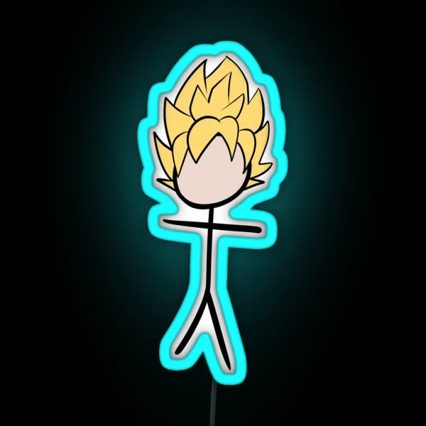 Stick Goku SSJ DBZ RGB Neon Sign
