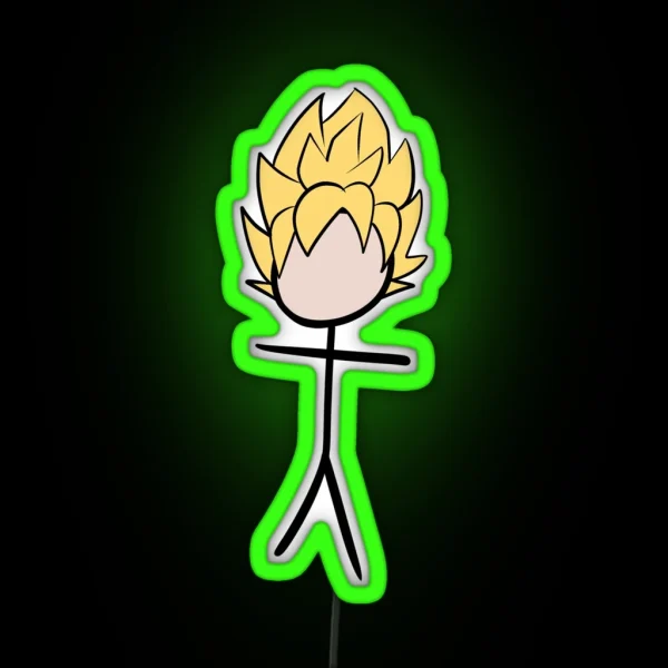 Stick Goku SSJ DBZ RGB Neon Sign