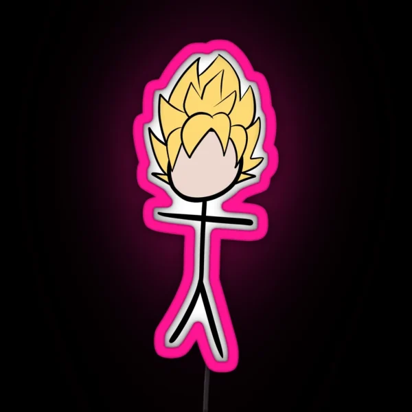 Stick Goku SSJ DBZ RGB Neon Sign