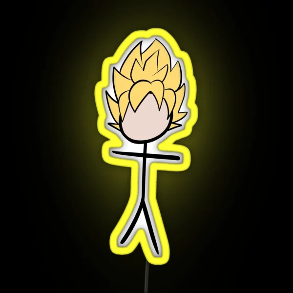 Stick Goku SSJ DBZ RGB Neon Sign