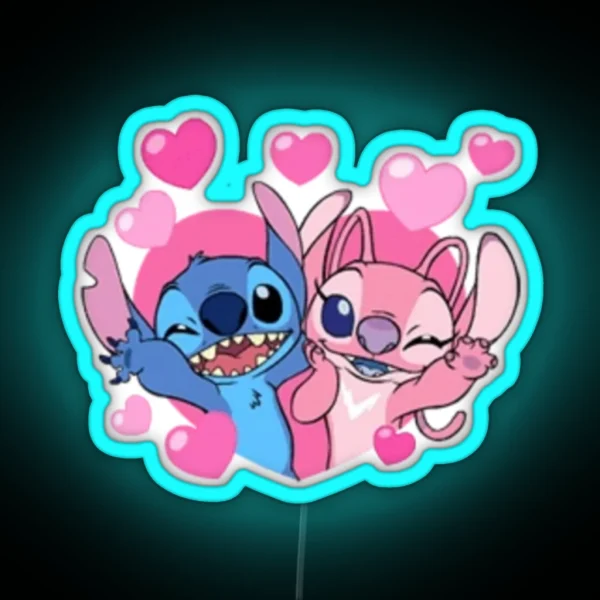 Stitch And Angel RGB Neon Sign