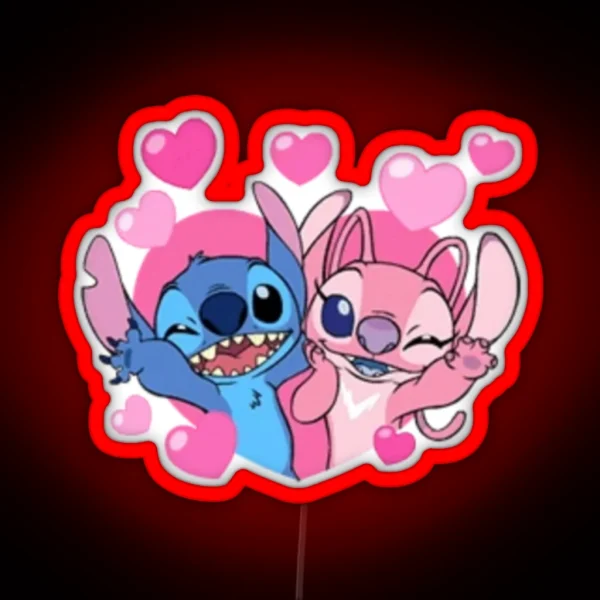 Stitch And Angel RGB Neon Sign