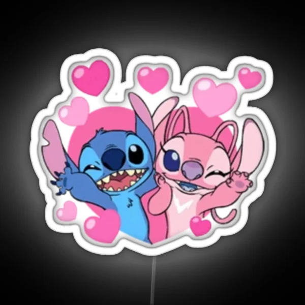 Stitch And Angel RGB Neon Sign