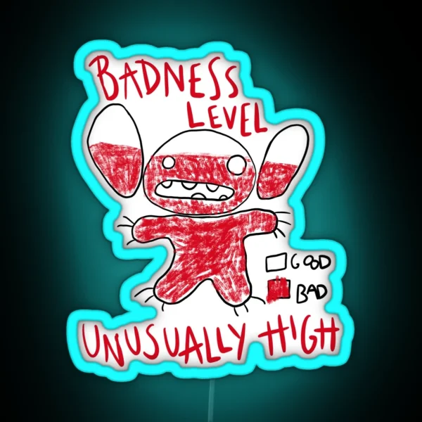 Stitch Badness Level Is Unusually High Mischief Doodle RGB Neon Sign