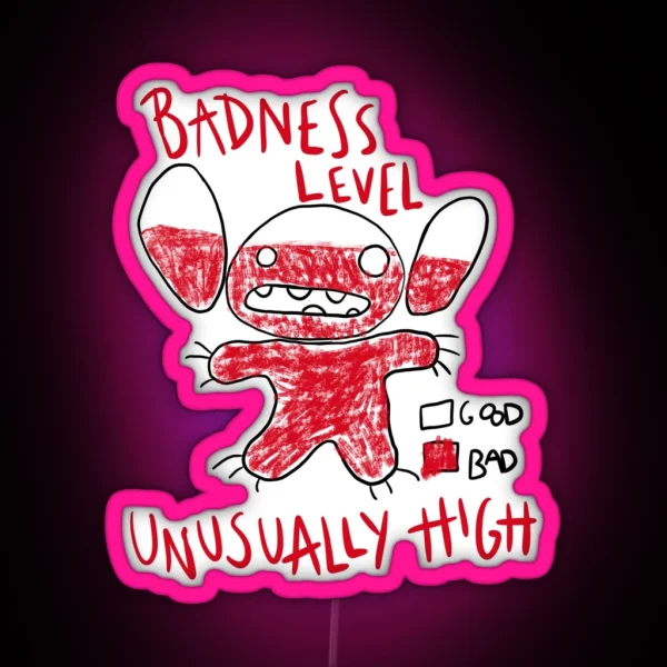 Stitch Badness Level Is Unusually High Mischief Doodle RGB Neon Sign