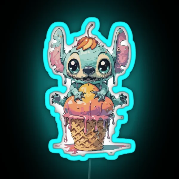 Stitch Ice Cream RGB Neon Sign