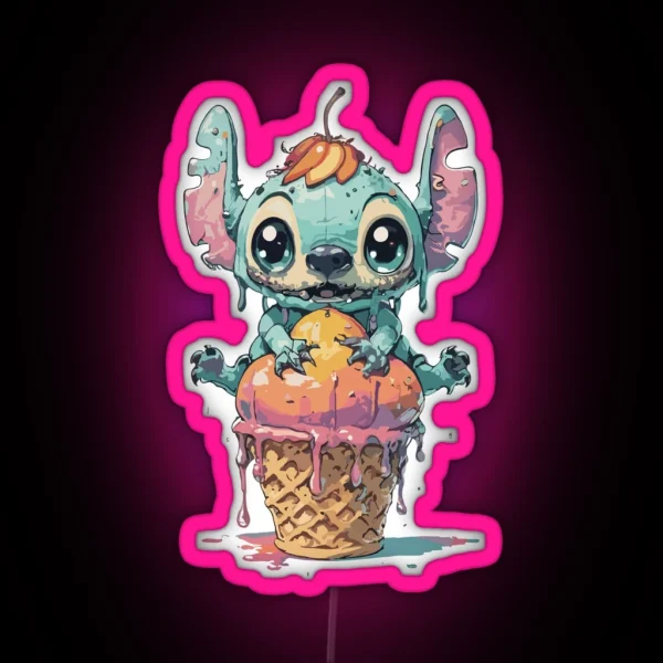 Stitch Ice Cream RGB Neon Sign