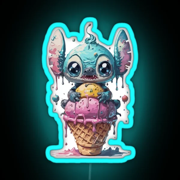 Stitch Ice Cream RGB Neon Sign