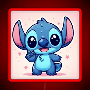 Stitch Kawaii With Pink Background RGB Neon Sign