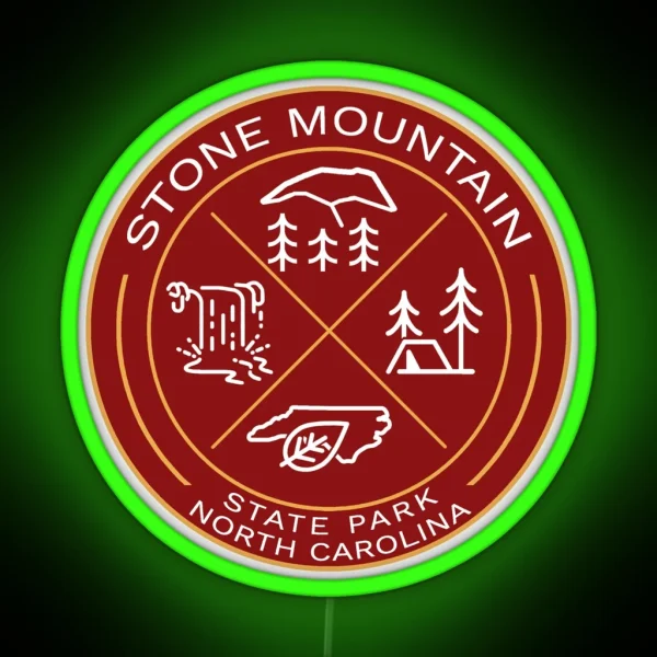 Stone Mountain State Park Heraldic Logo RGB Neon Sign