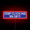 Neon sign warning people to stop clicking on malicious links.