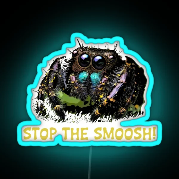 Stop The Smoosh Cute Jumping Spider RGB Neon Sign