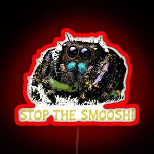 Stop The Smoosh Cute Jumping Spider RGB Neon Sign